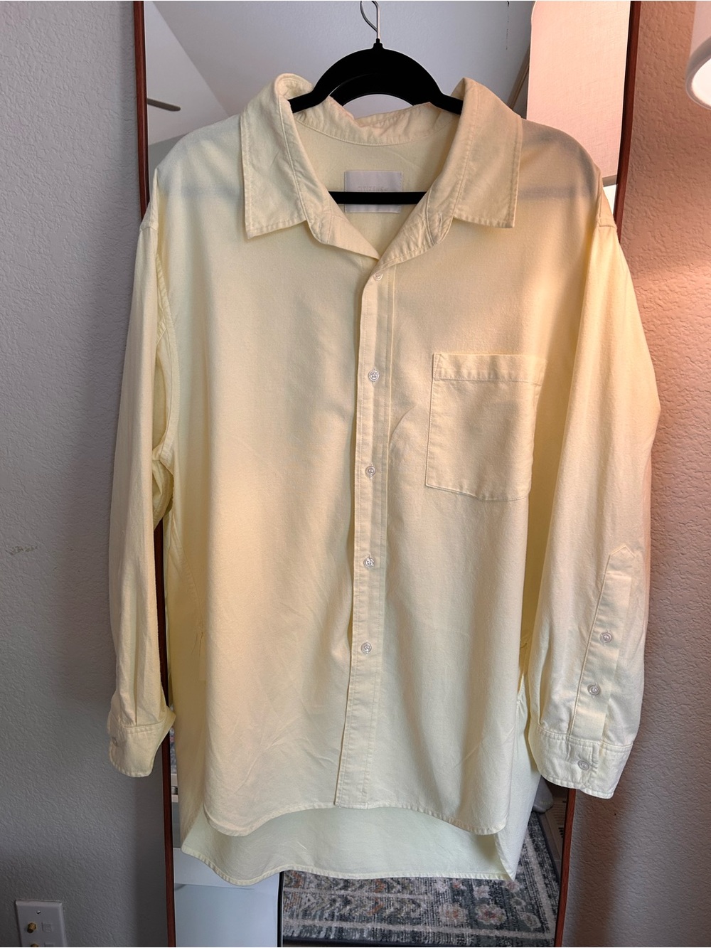 Citizens of Humanity Kayla Button Down Shirt Oxford Baby Yellow 100% Cotton